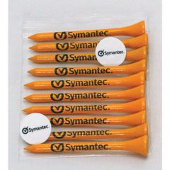 Golf Tee Polybag Combo Pack with (10) 3 1/4 Inch Tees and (2) Ball Marker